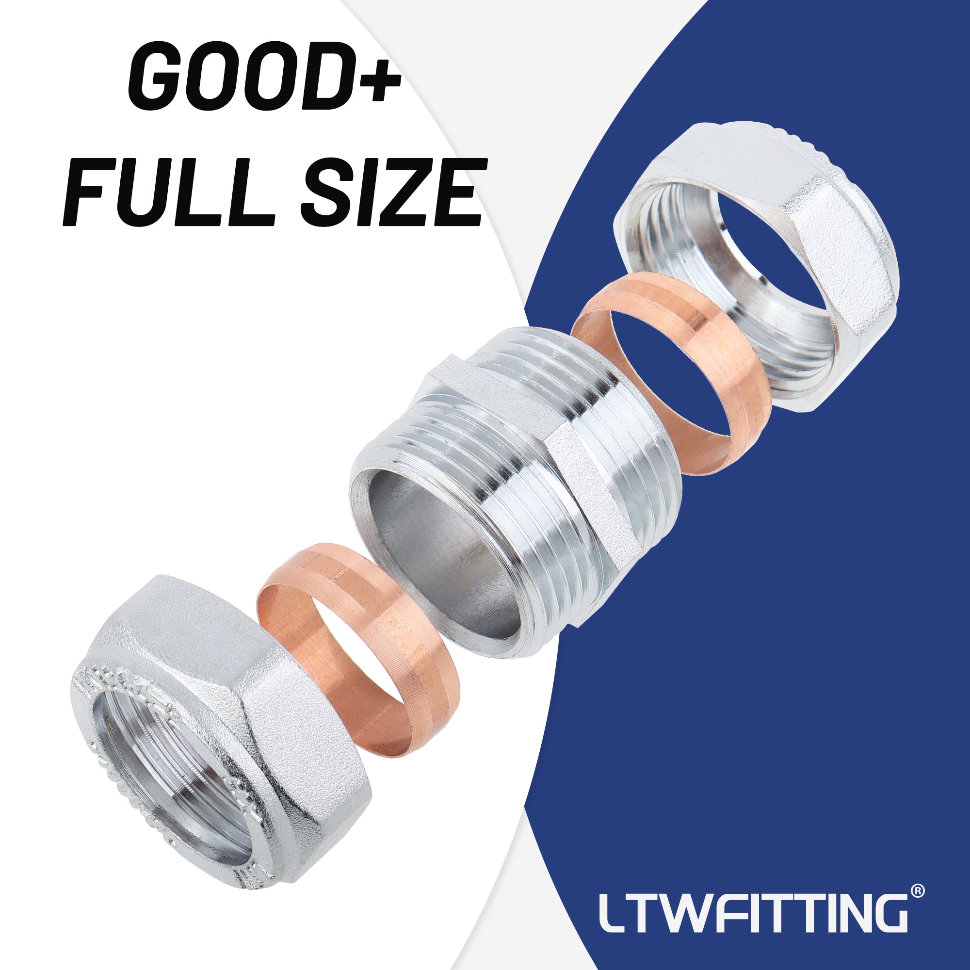 LTWFITTING verchromt 22mm OD Compression Union, Messing Kompression Fitting