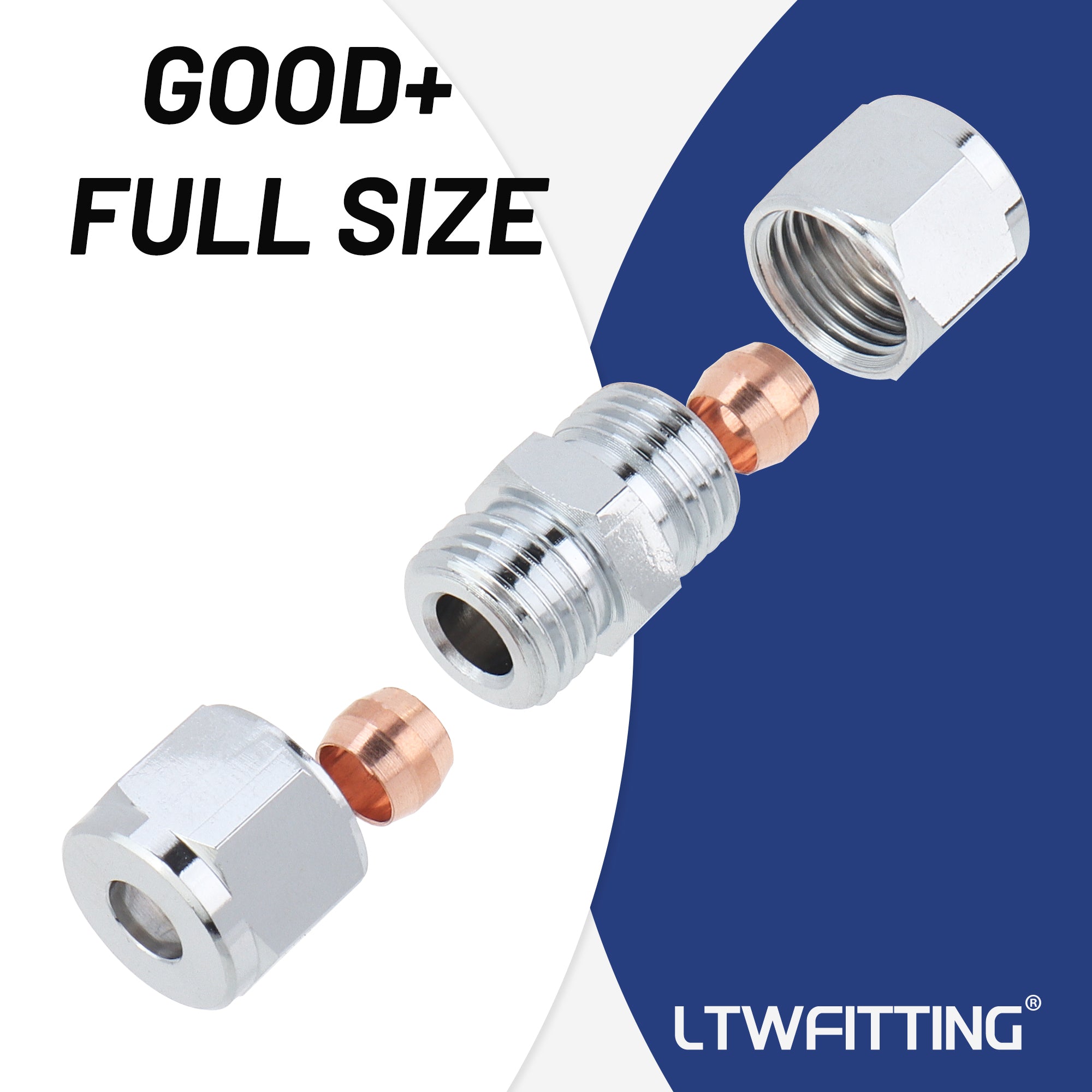 LTWFITTING verchromt 6mm OD Compression Union, Messing Kompression Fitting