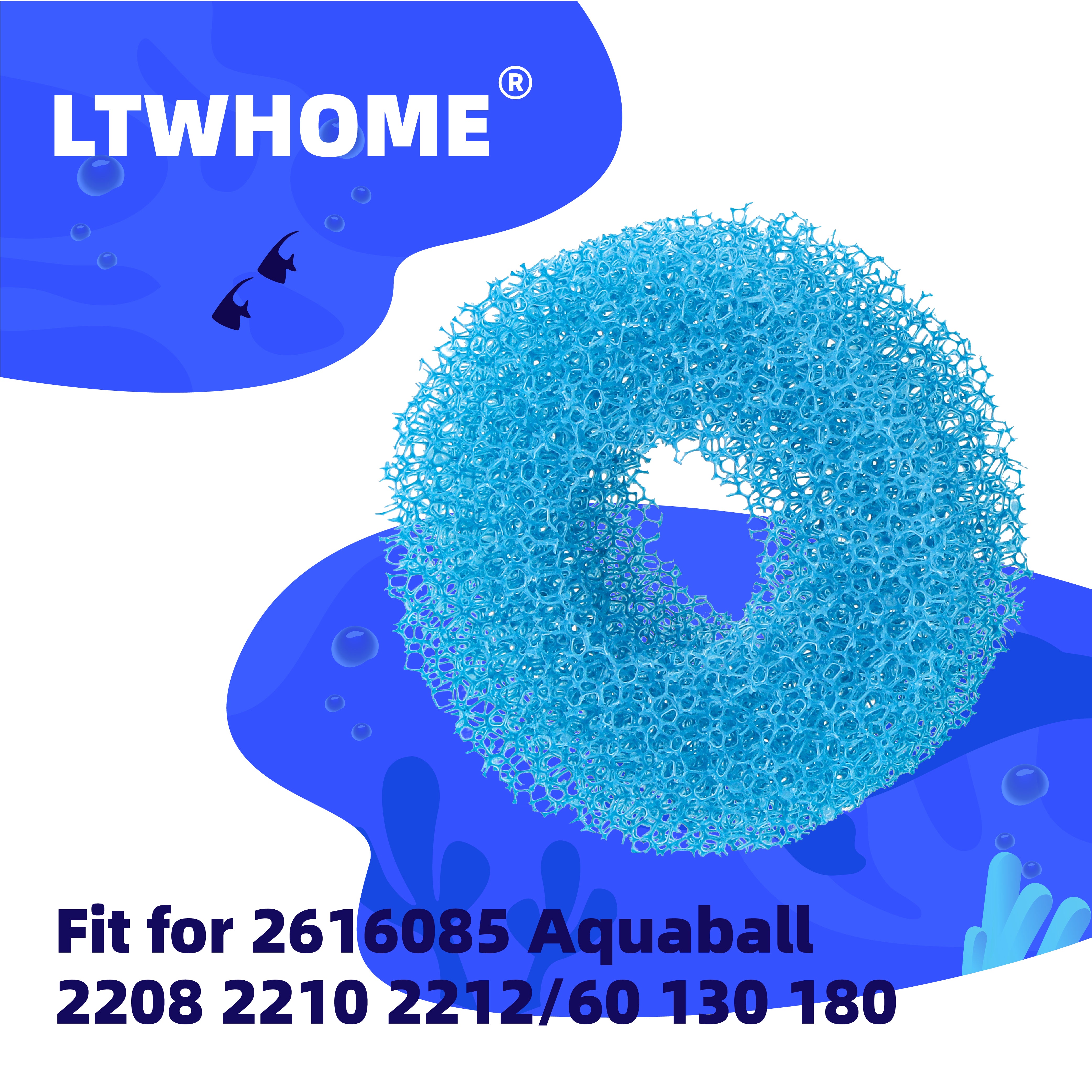 LTWHOME Filterschwamm für Eheim 2616085 Aquaball 2208 2210 2212 60 130 180