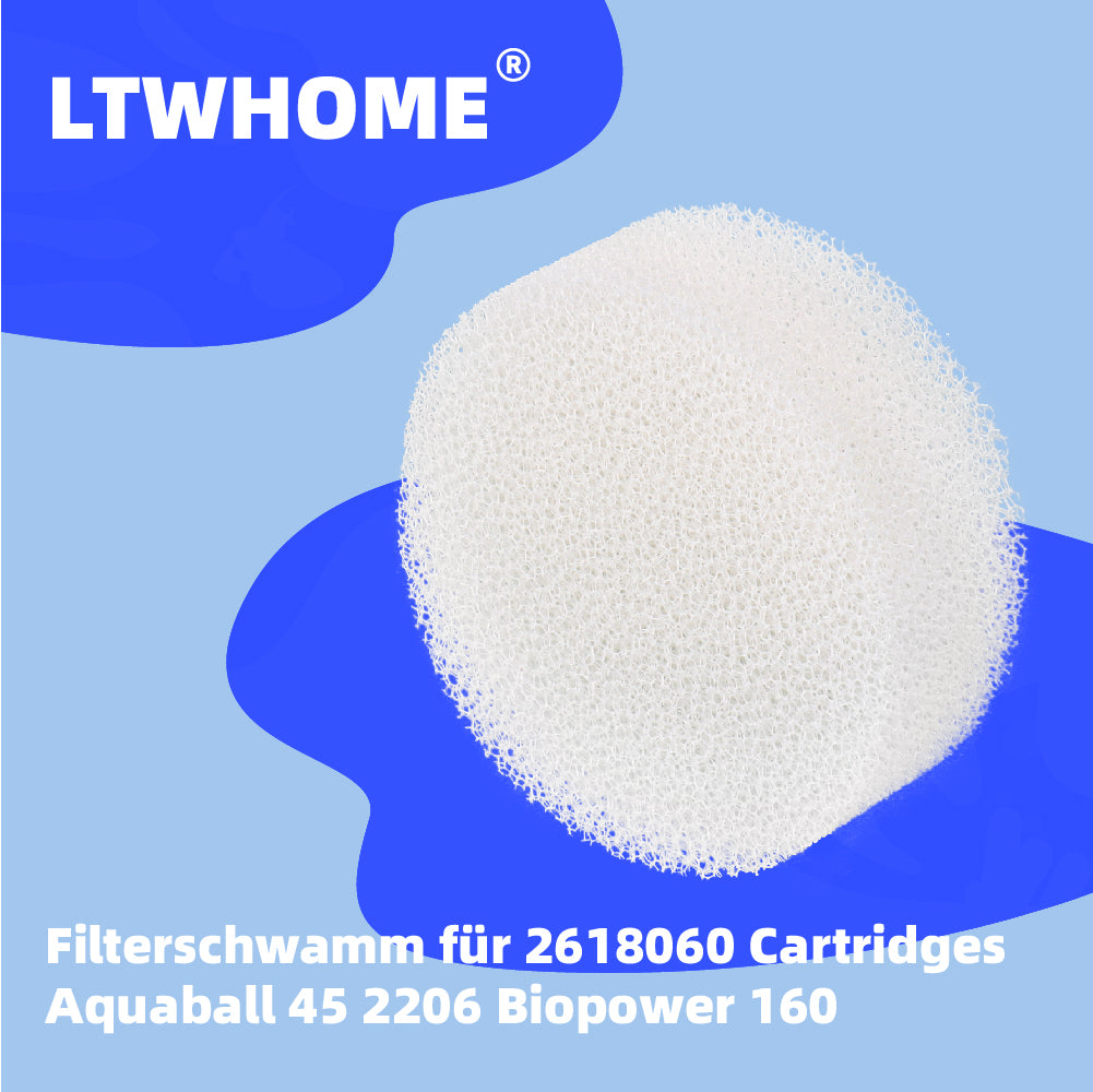 LTWHOME Filterschwamm für Eheim 2618060 Cartridges Aquaball 45 2206 Biopower 160 200 240