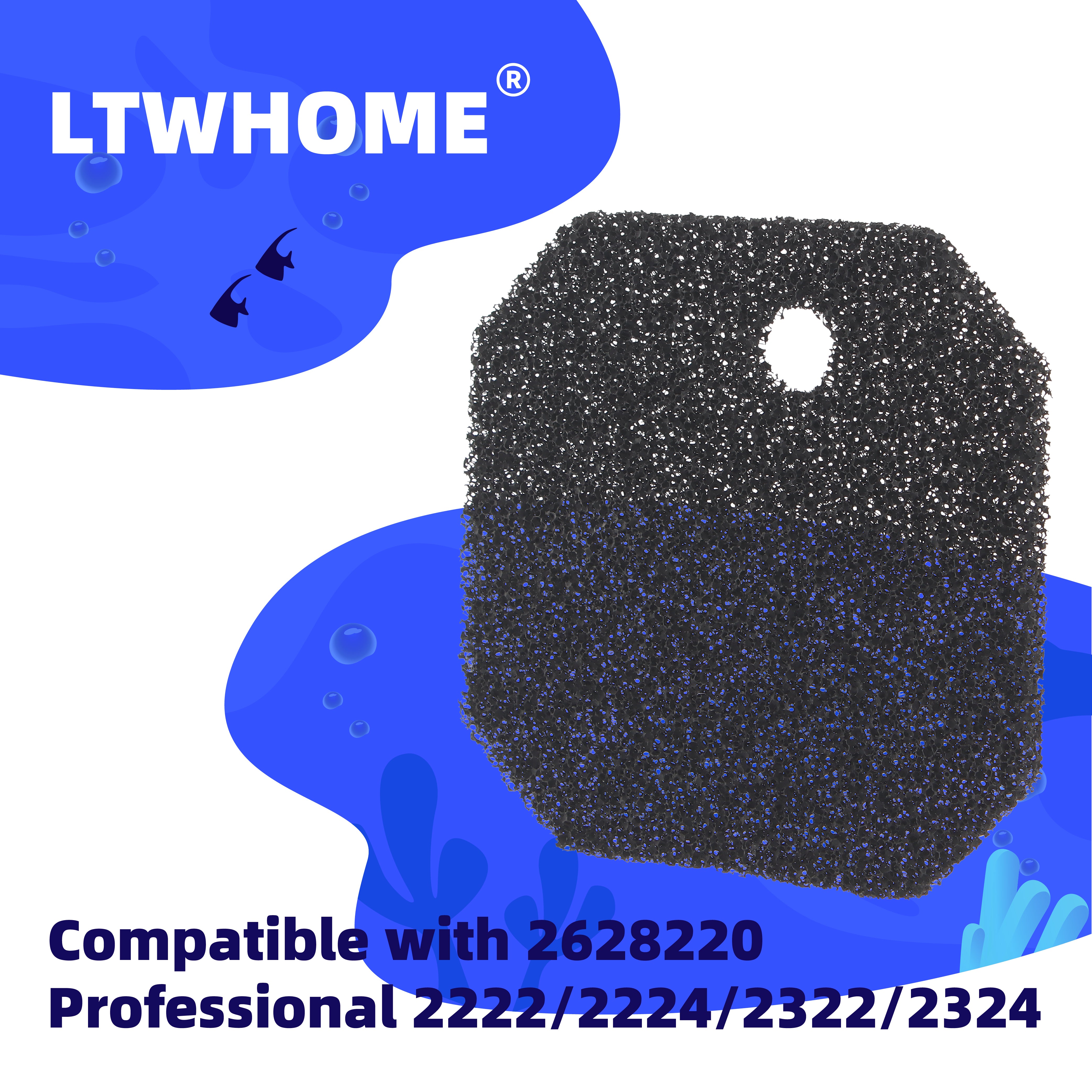 LTWHOME Aktivkohle Filterschwamm für Eheim 2628220 Professional 2222 2324 und Experience 150 250 250T