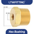 LTWFITTING Messing Fittings Reduzierstück mit Sechskant 3/4" IG Aussengewinde x 1/8" IG Innengewinde