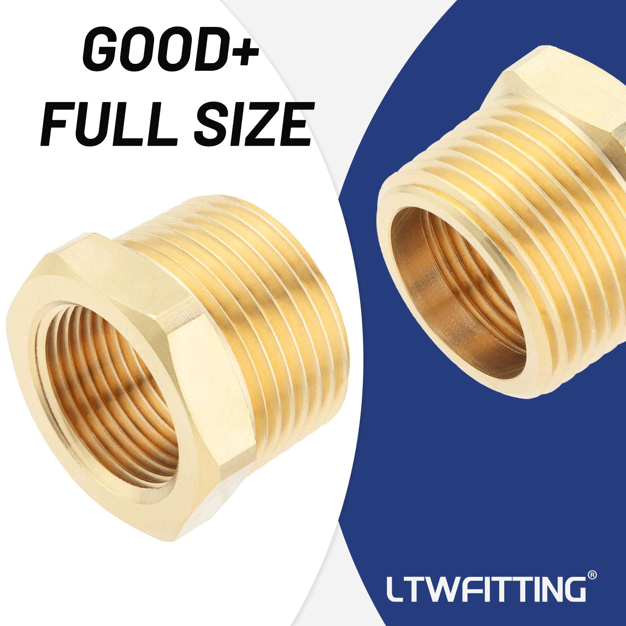 LTWFITTING Messing Fittings Reduzierstück mit Sechskant 1" IG Aussengewinde x 3/4" IG Innengewinde