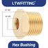 LTWFITTING Messing Fittings Reduzierstück mit Sechskant 1/2" IG Aussengewinde x 1/8" IG Innengewinde