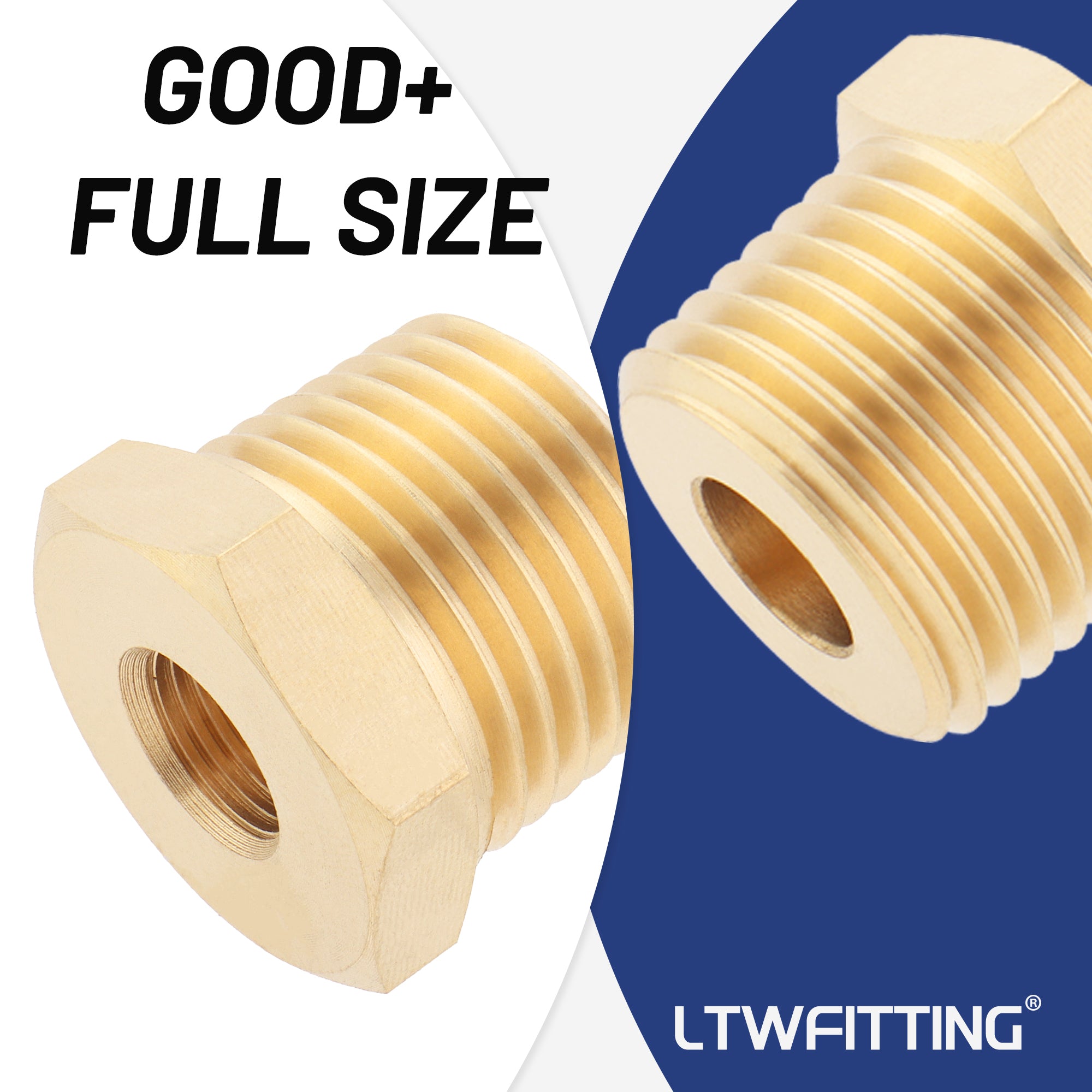 LTWFITTING Messing Fittings Reduzierstück mit Sechskant 1/2" IG Aussengewinde x 1/8" IG Innengewinde