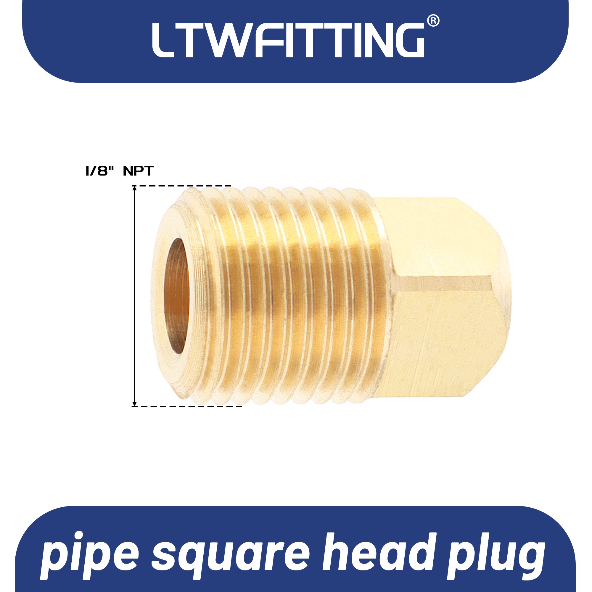 LTWFITTING Messing Fittings Stopfen mit Vierkant 1/8" IG Aussengewinde