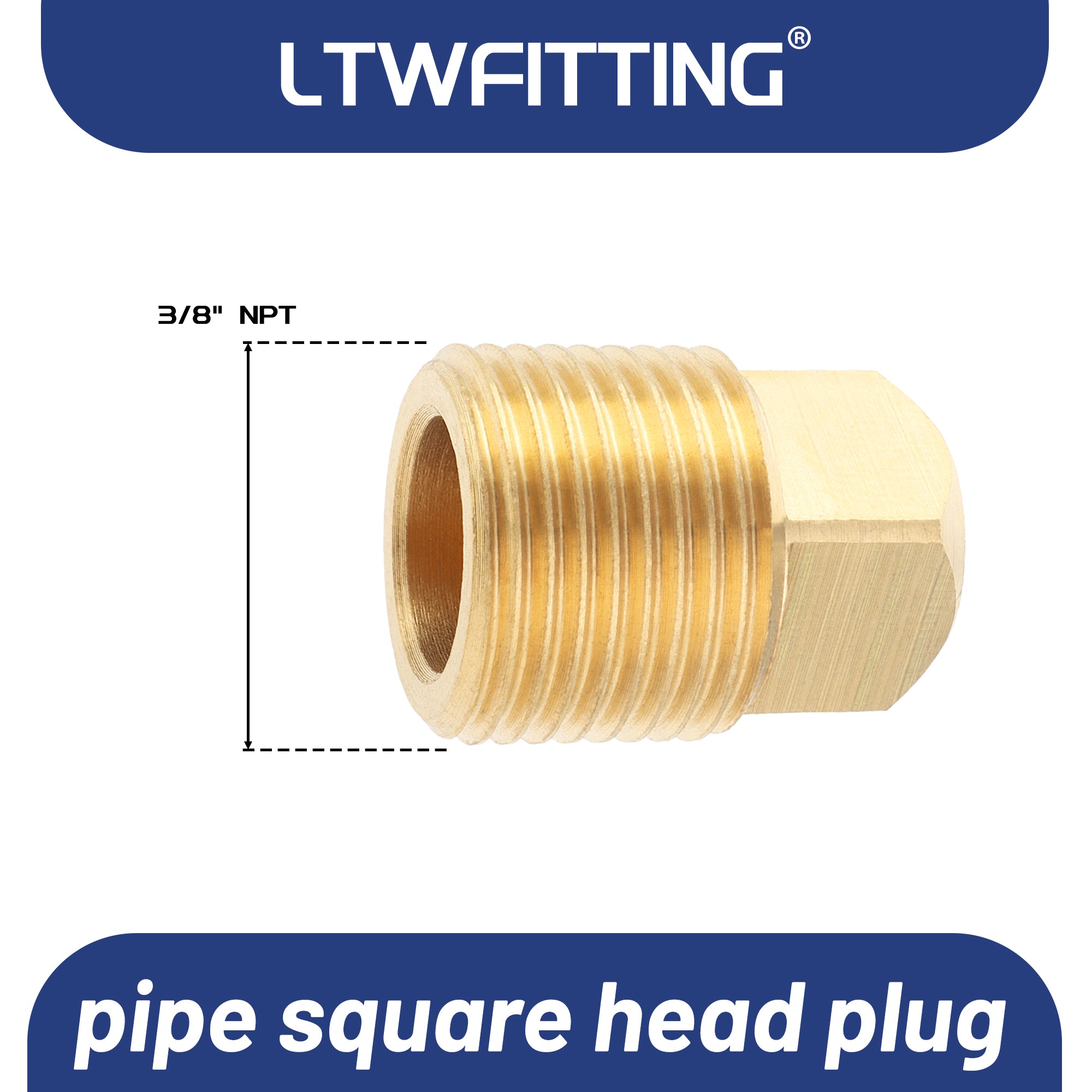 LTWFITTING Messing Fittings Stopfen mit Vierkant 3/8" IG Aussengewinde