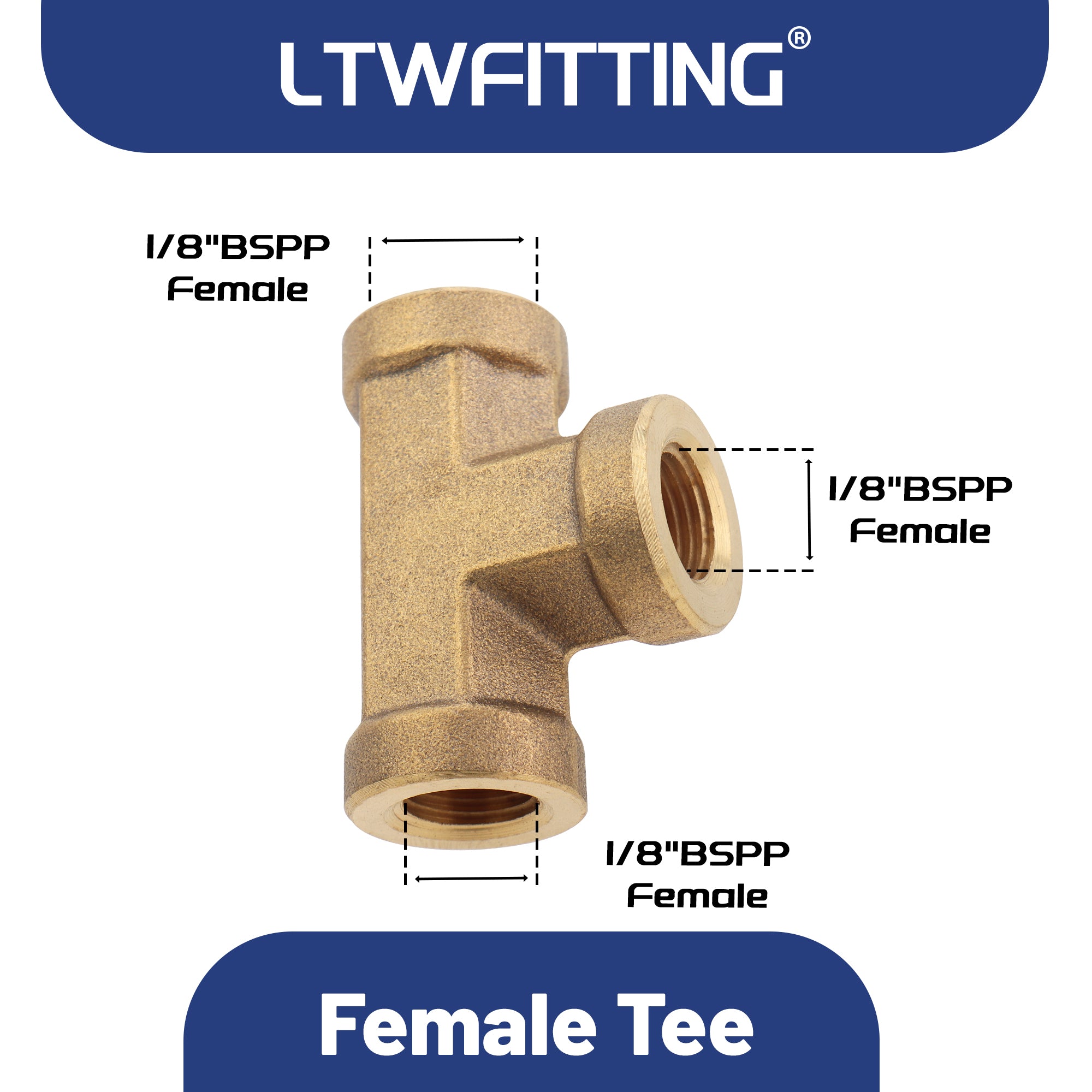 LTWFITTING Messing Fittings allseitig 1/8" IG Innengewinde T-Stück