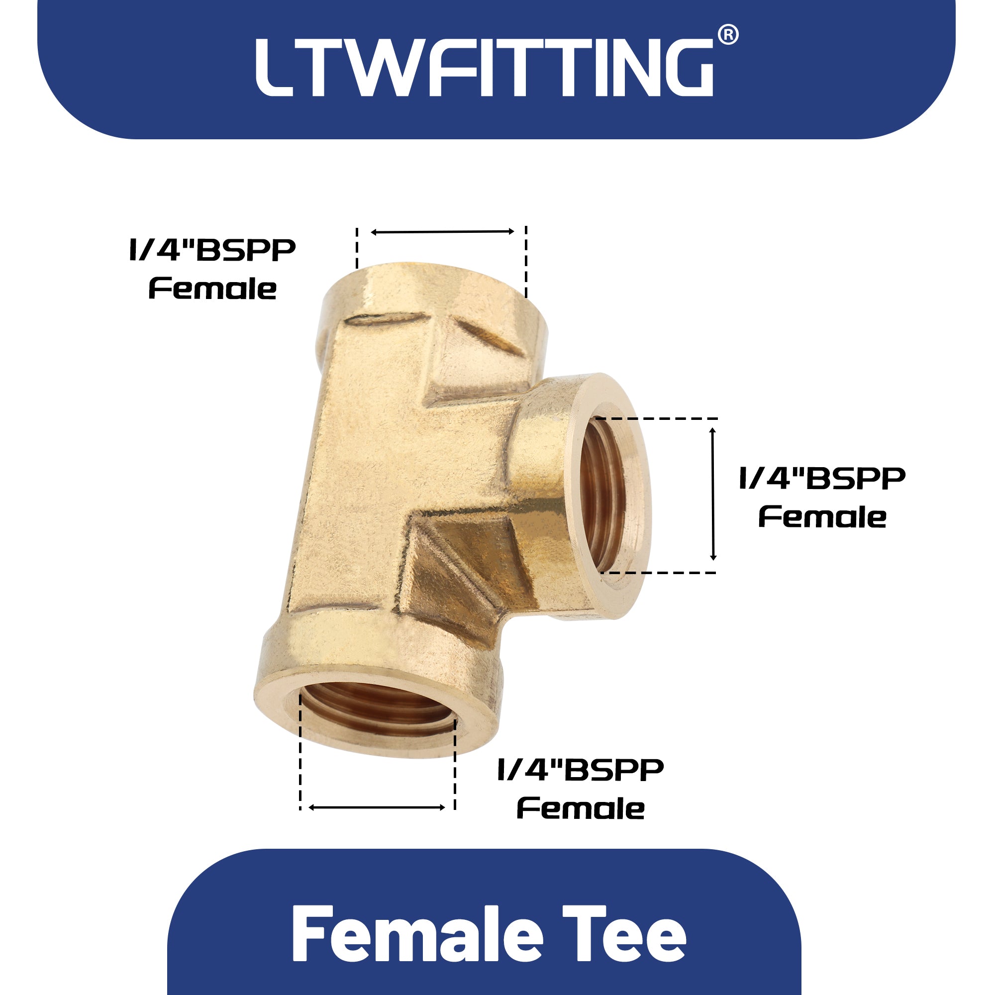 LTWFITTING Messing Fittings allseitig 1/4" IG Innengewinde T-Stück