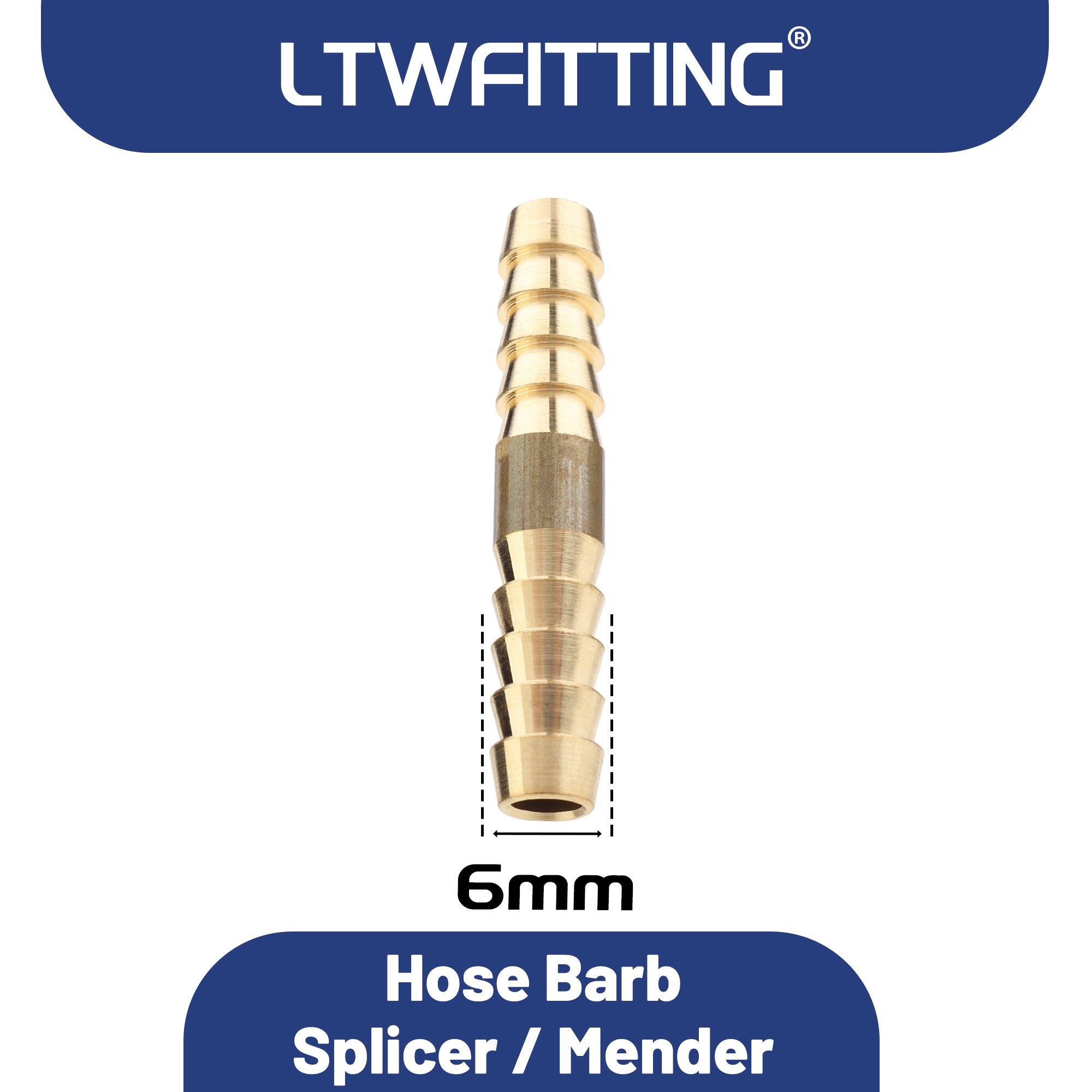 LTWFITTING Messing Fittings Anschluss des Schlauches Beidseitig 6 mm Innendurchmesser