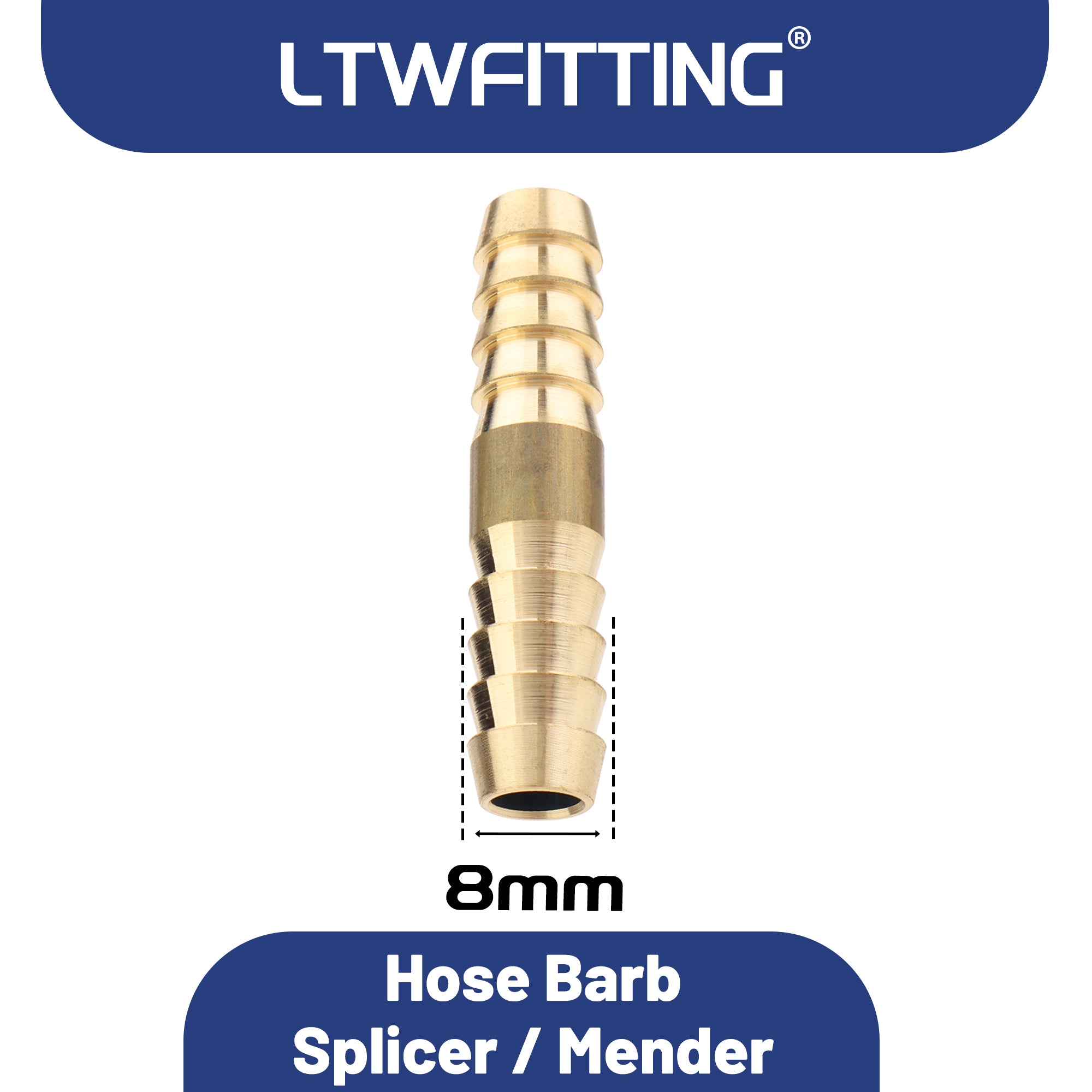 LTWFITTING Messing Fittings Anschluss des Schlauches Beidseitig 8 mm Innendurchmesser