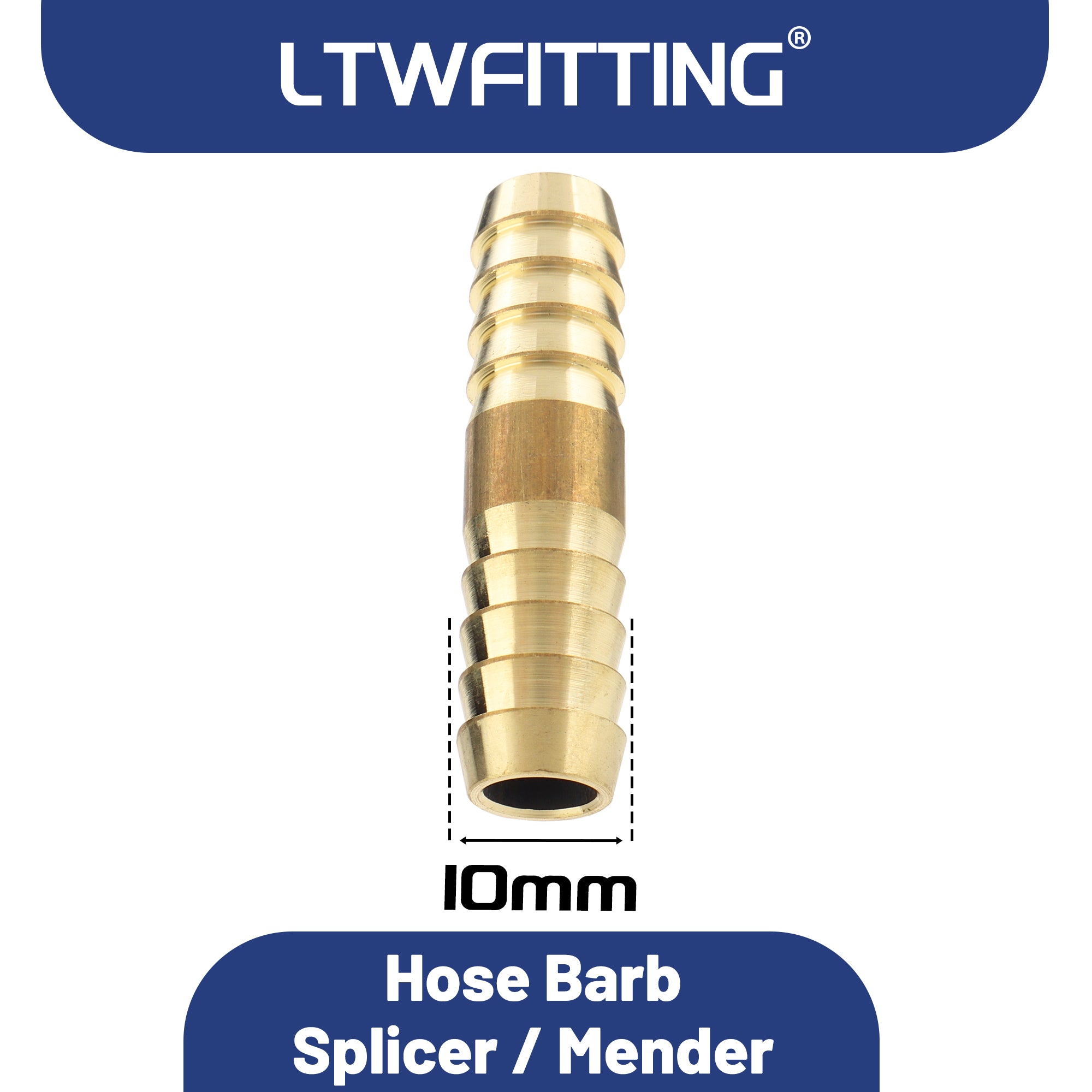 LTWFITTING Messing Fittings Anschluss des Schlauches Beidseitig 10 mm Innendurchmesser