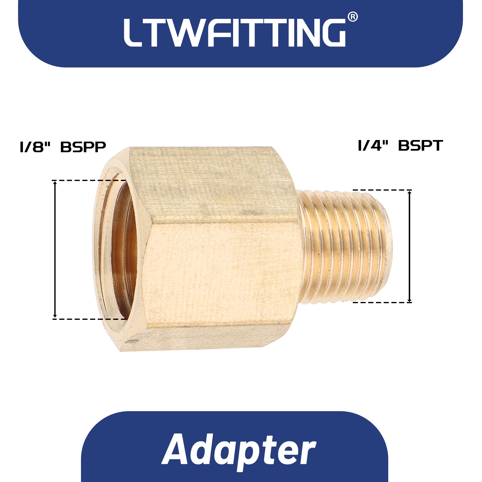 LTWFITTING Messing Fittings 1/4" IG x 1/8" R Aussengewinde Rohradapter