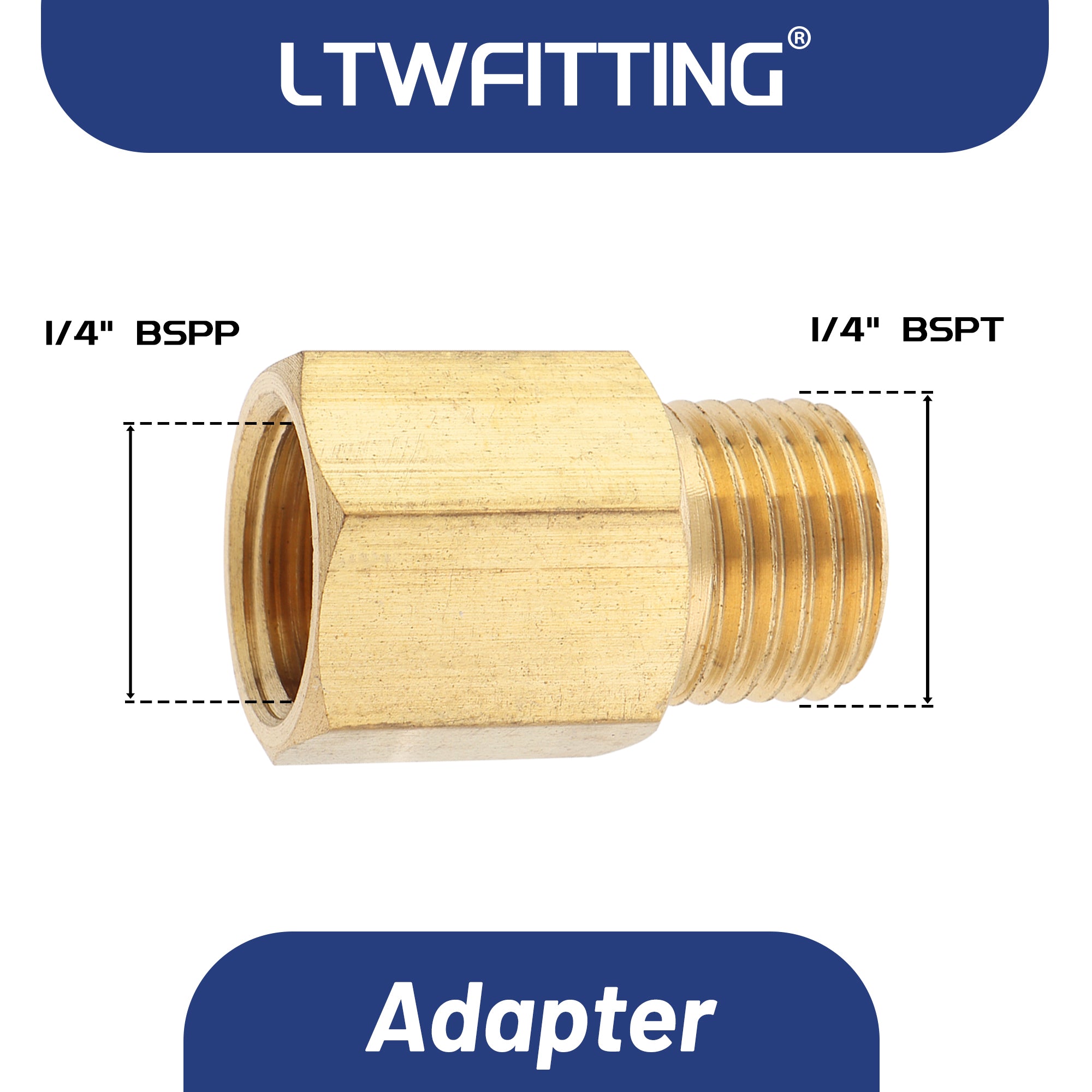 LTWFITTING Messing Fittings 1/4" IG x 1/4" R Aussengewinde Rohradapter