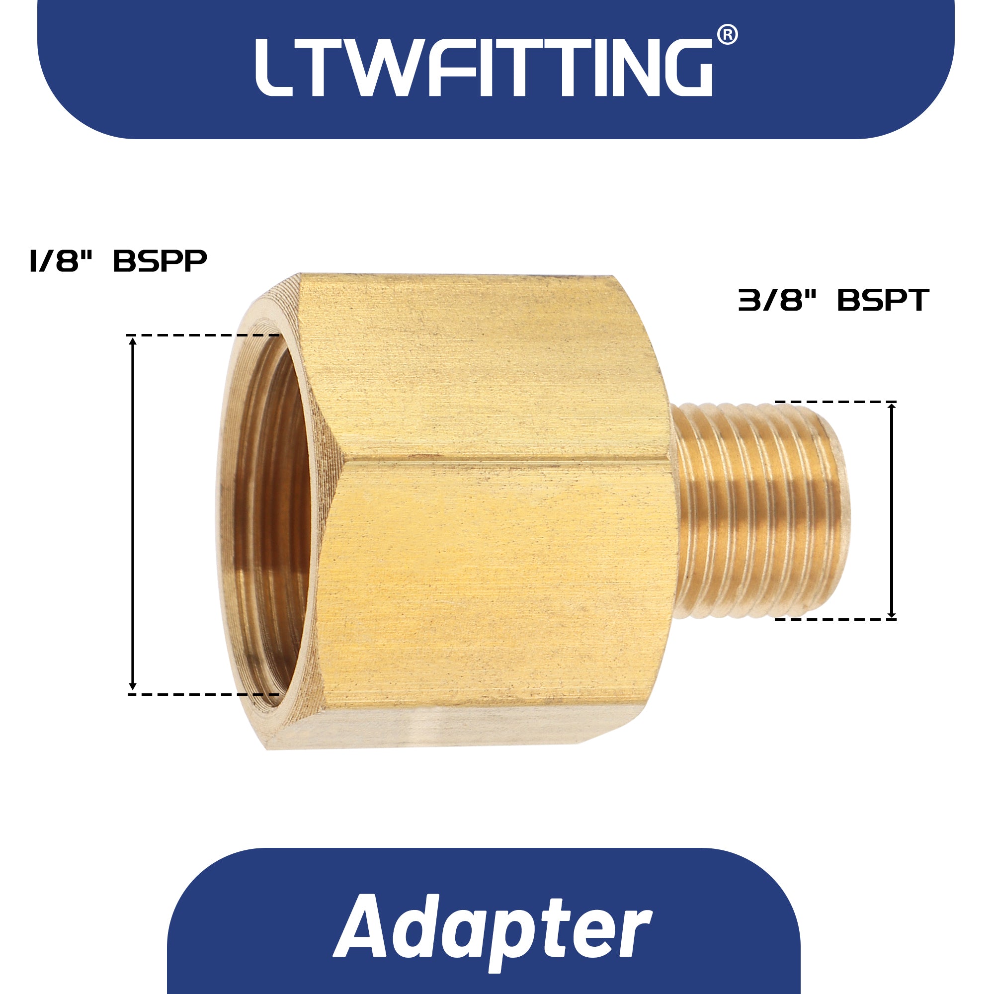 LTWFITTING Messing Fittings 3/8" IG x 1/8" R Aussengewinde Rohradapter