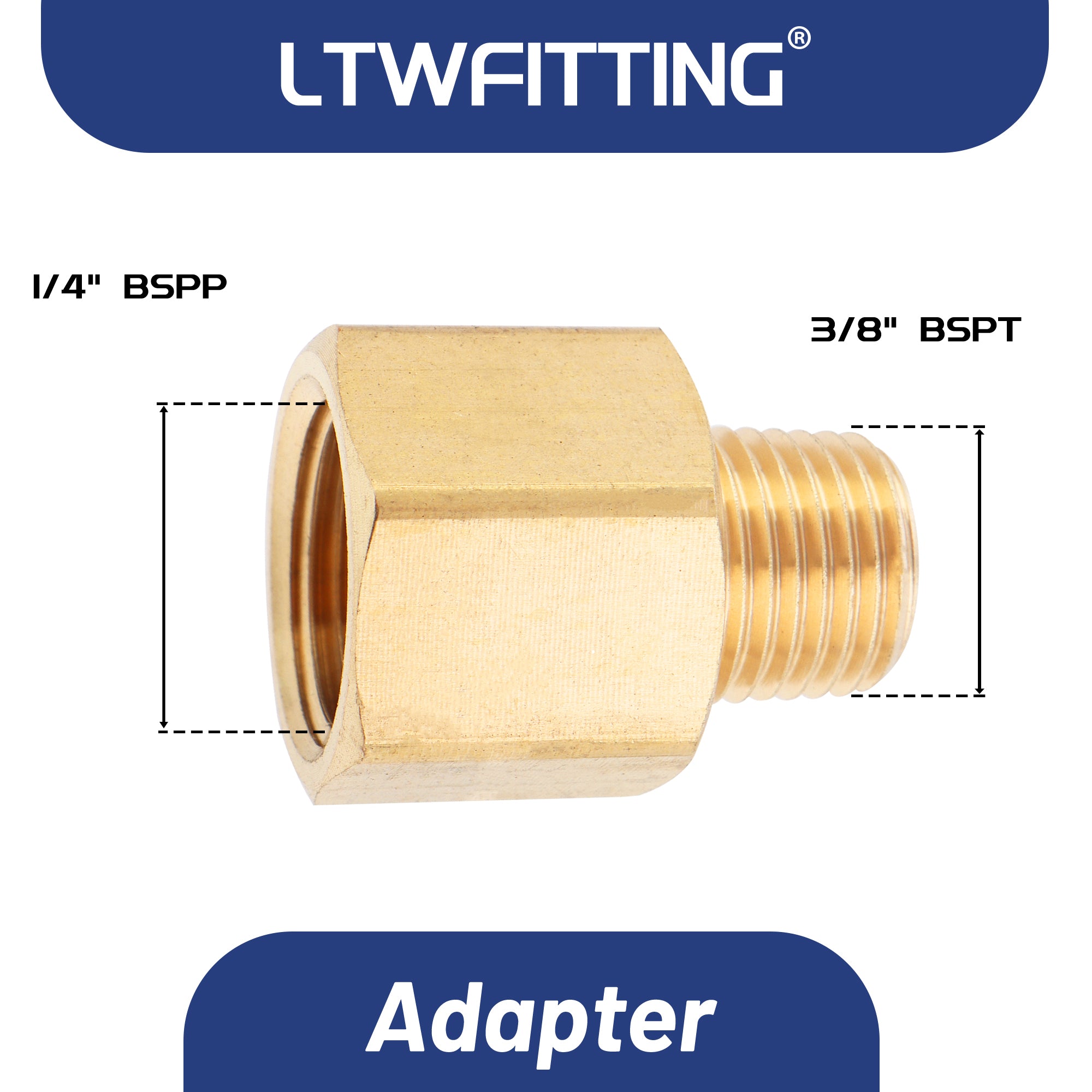 LTWFITTING Messing Fittings 3/8" IG x 1/4" R Aussengewinde Rohradapter