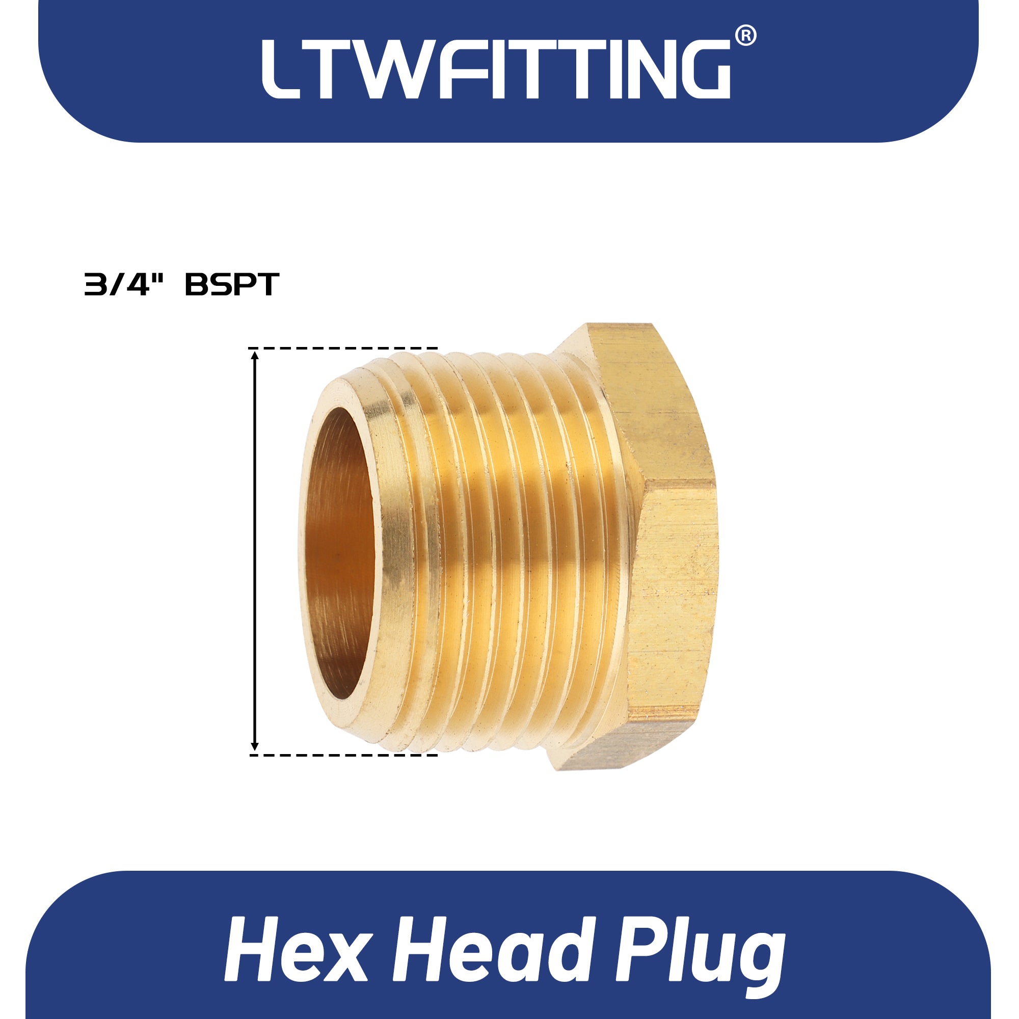 LTWFITTING Messing Fittings Stopfen mit Sechskant 3/4" R Aussengewinde