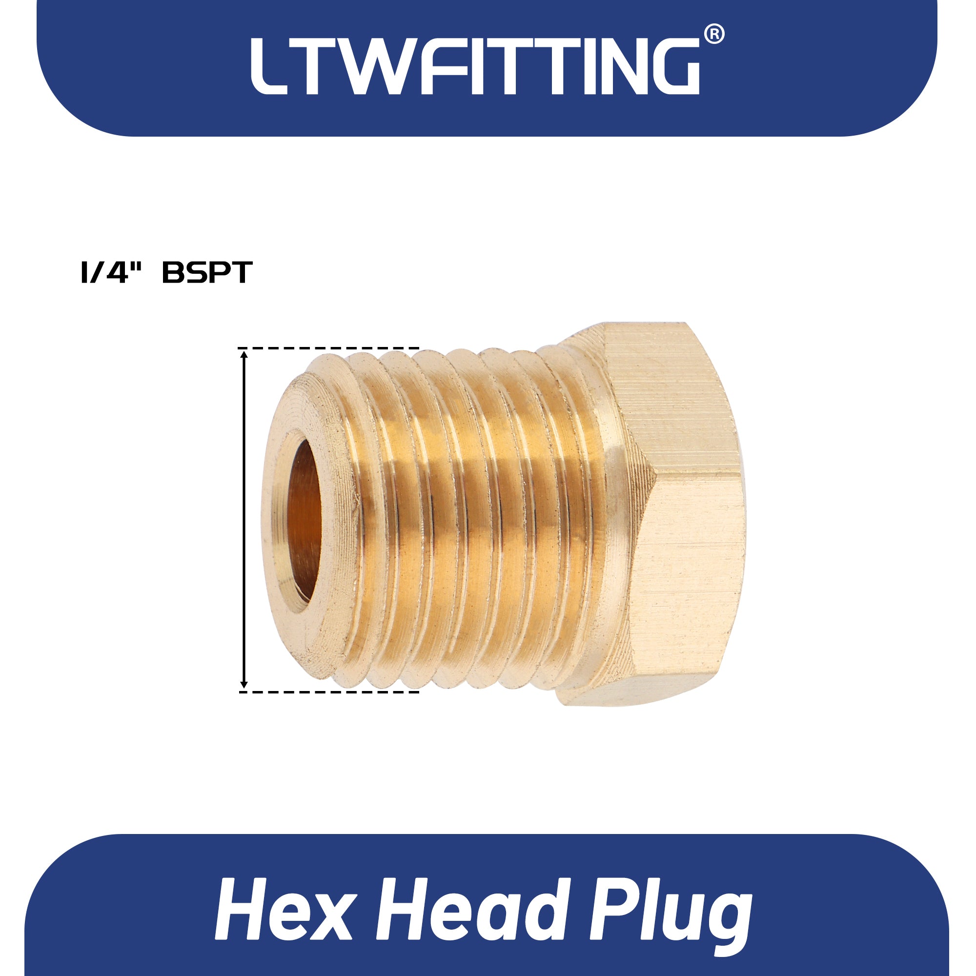 LTWFITTING Messing Fittings Stopfen mit Sechskant 1/4" R Aussengewinde