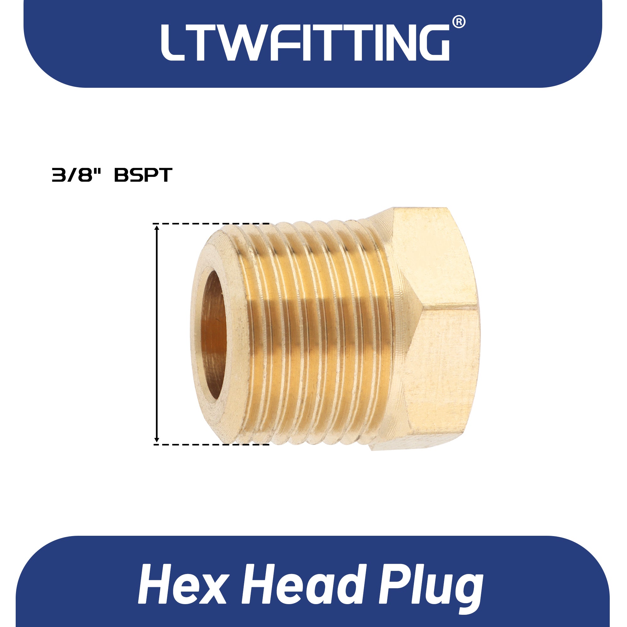 LTWFITTING Messing Fittings Stopfen mit Sechskant 3/8" R Aussengewinde