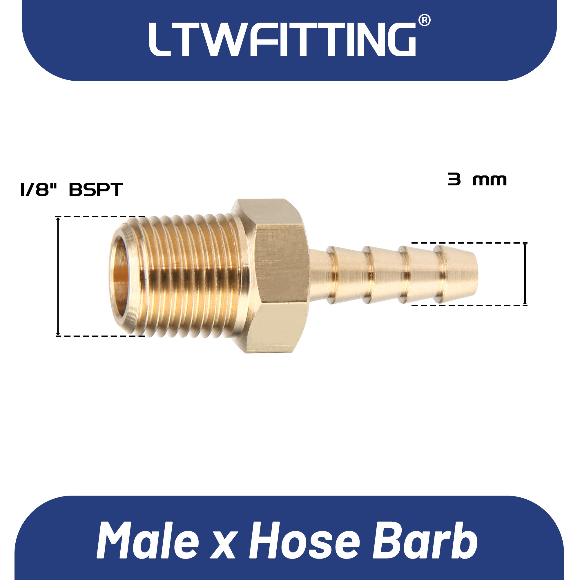 LTWFITTING Messing Fittings Anschluss 1/8" Außengewinde R x 3 mm Schlauch