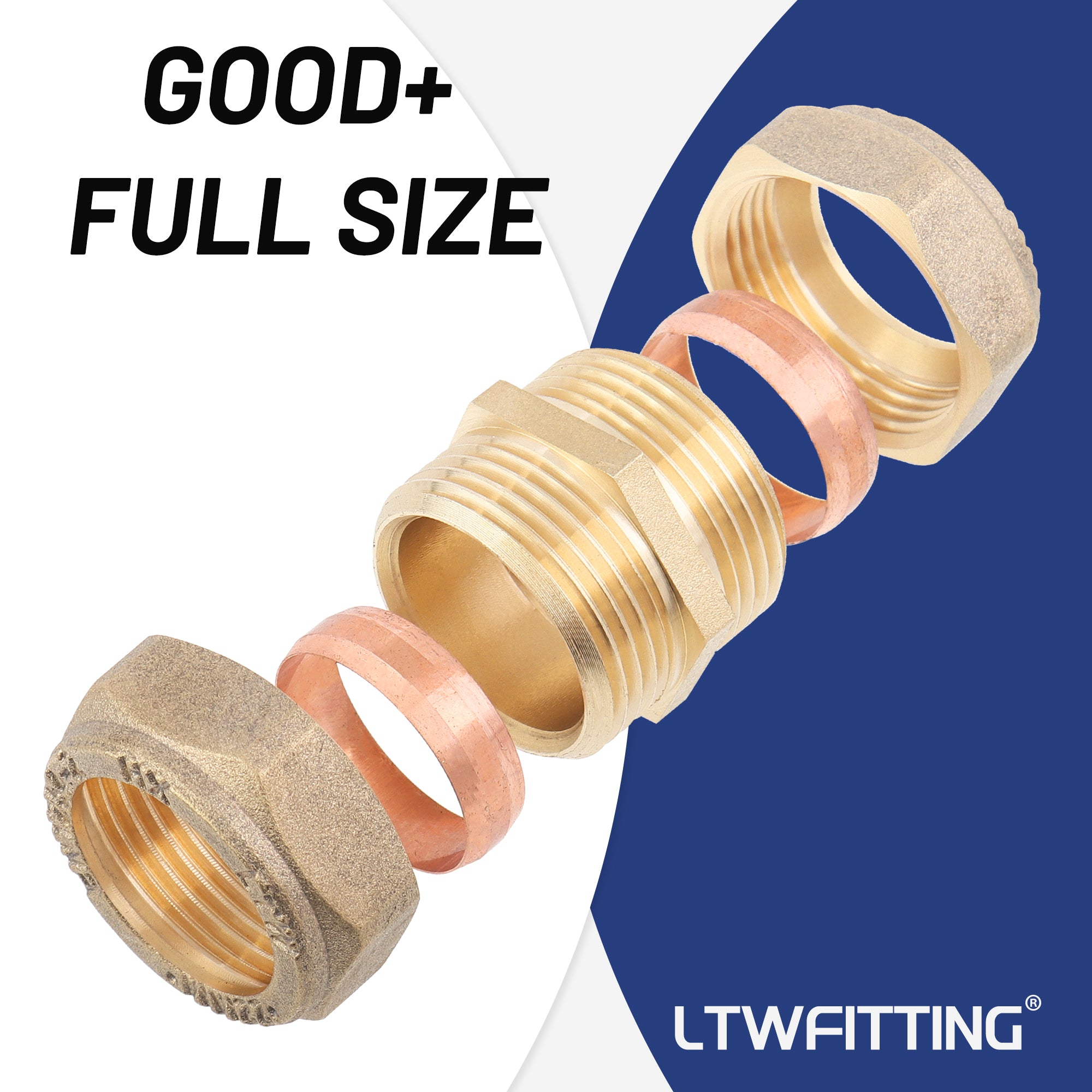 LTWFITTING verchromt 22mm OD Compression Union, Messing Kompression Fitting