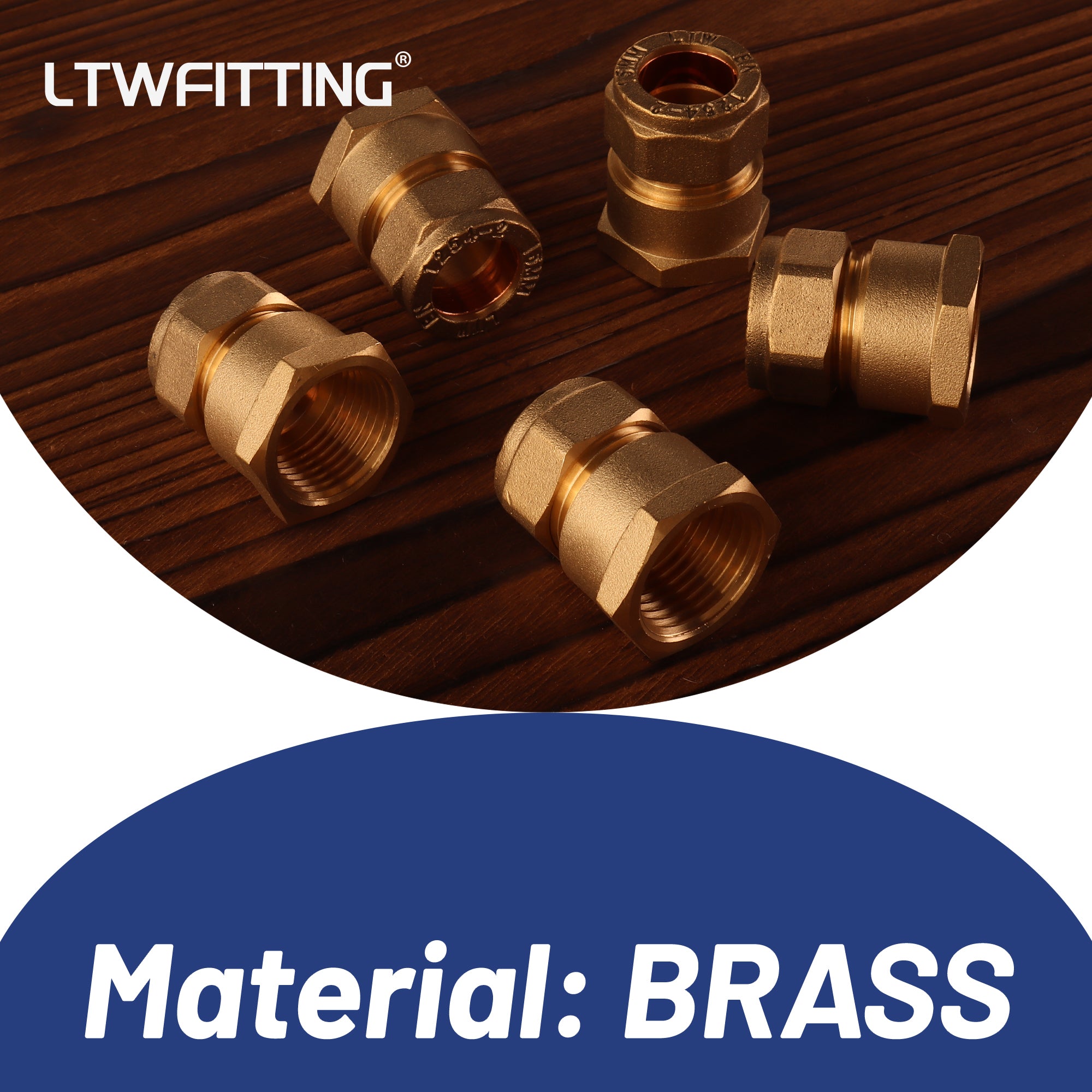 LTWFITTING Brass 15mm OD x 1/2 Zoll Female IG Compression Connector Fitting