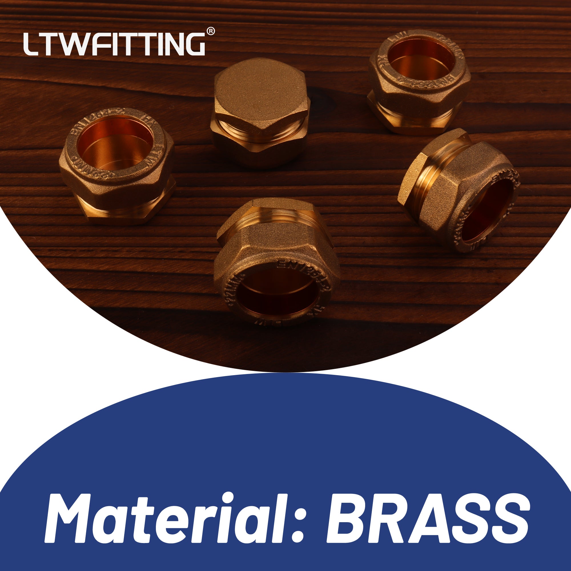 LTWFITTING 22mm Compression Plug, Brass Compression Stoppende Blankkappe