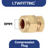 LTWFITTING 8mm Compression Plug, Brass Compression Stoppende Blankkappe