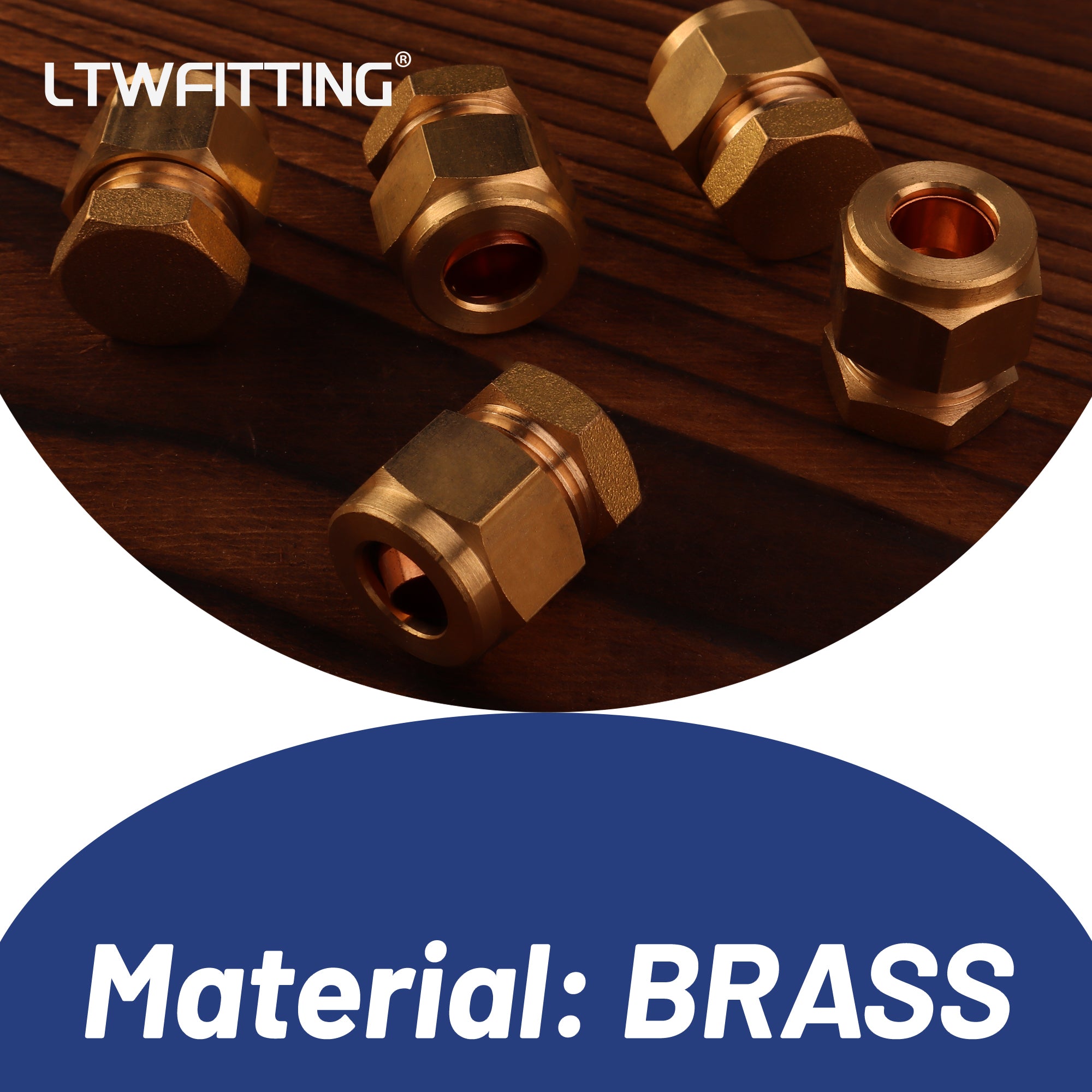 LTWFITTING 8mm Compression Plug, Brass Compression Stoppende Blankkappe