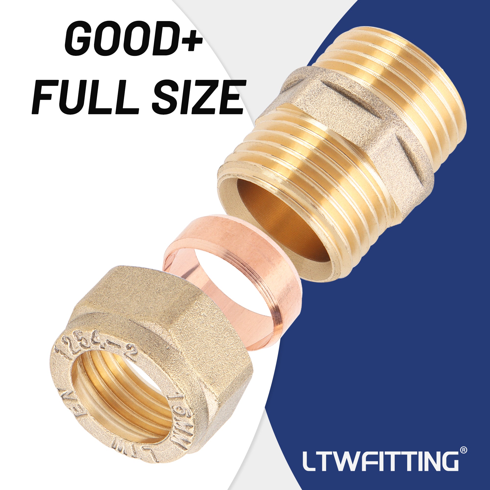 LTWFITTING Verchromter Messing 15mm OD x 1/2-Inch Male R Compression Connector Fitting