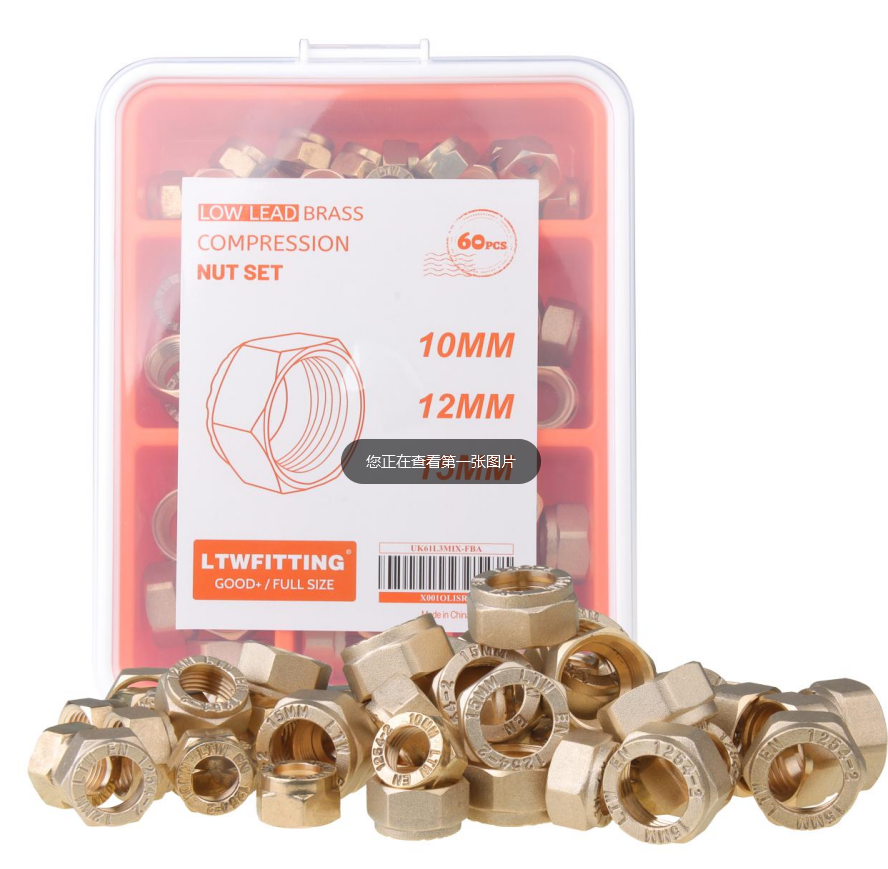 LTWFITTING Assortment Kit 10 12 15 MM OD Messing Kompression Nut Set (60 Stück)