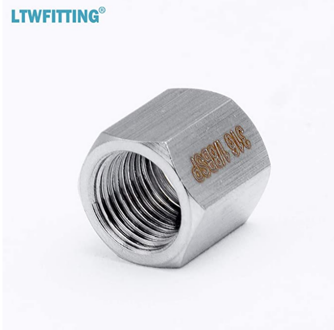 LTWFITTING Edelstahl 316 BSP Pipe Cap Fitting 1/8 Zoll Female BSPP Luft Kraftstoff Boot