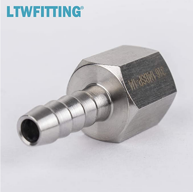 LTWFITTING Edelstahl 316 BSP Anschlusskupplung / Adapter 1/4 Zoll Innengewinde BSPP x 1/4 Zoll (6 mm) Schlauch Barb