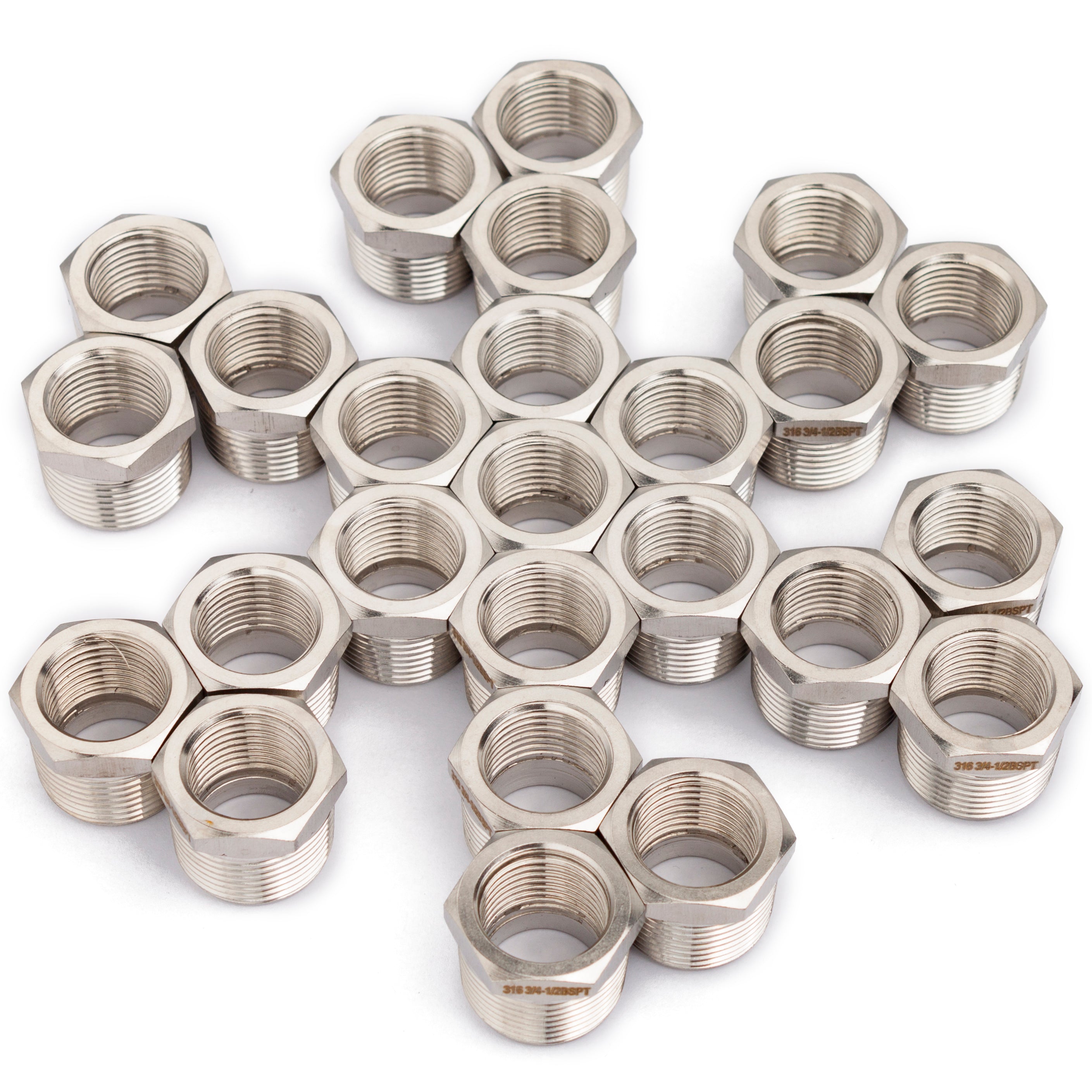 LTWFITTING Edelstahl 316 Pipe Hex Bushing Reducer Fittings 3/4" Male BSPT x 1/2" Female BSPP