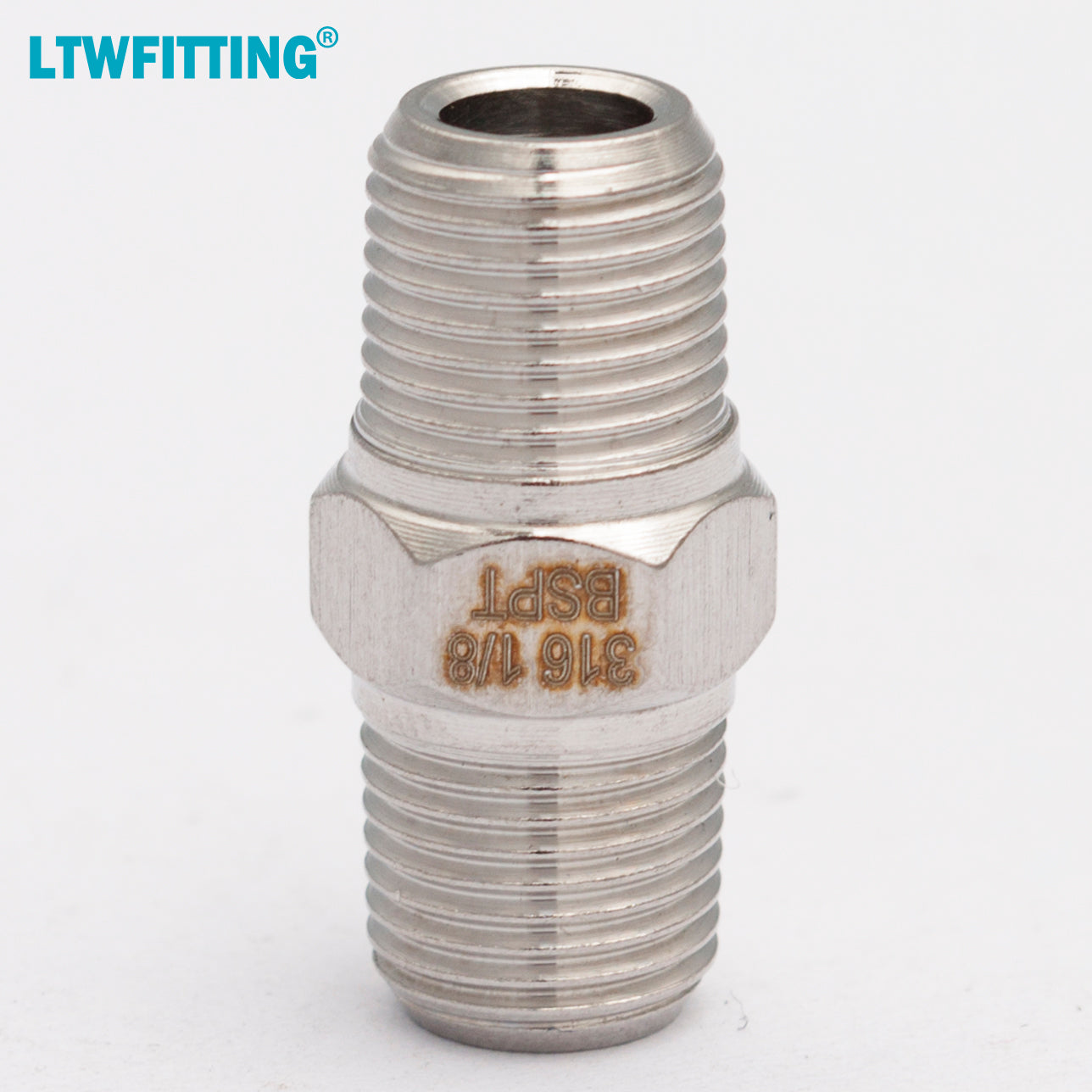 LTWFITTING Edelstahl 316 Rohr Sechskant Nippel Fitting 1/8 Zoll Aussengewinde BSPT Für die Lieferung von Luft,Gas und Wasser