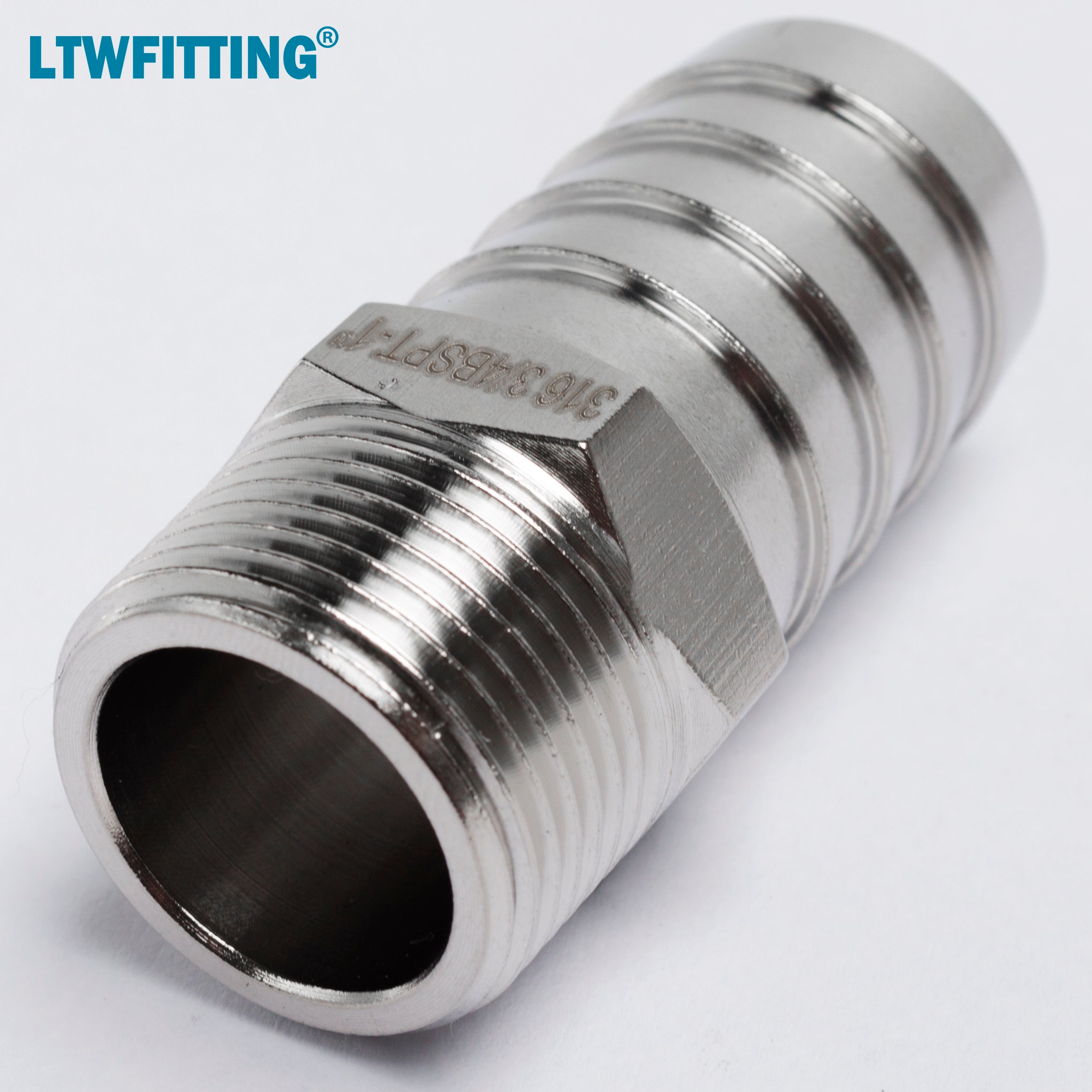 LTWFITTING Edelstahl 316 Barbed Fitting Connector 3/4 Zoll Male BSPT x 1 Zoll(25mm) Hose Barb Brenngas