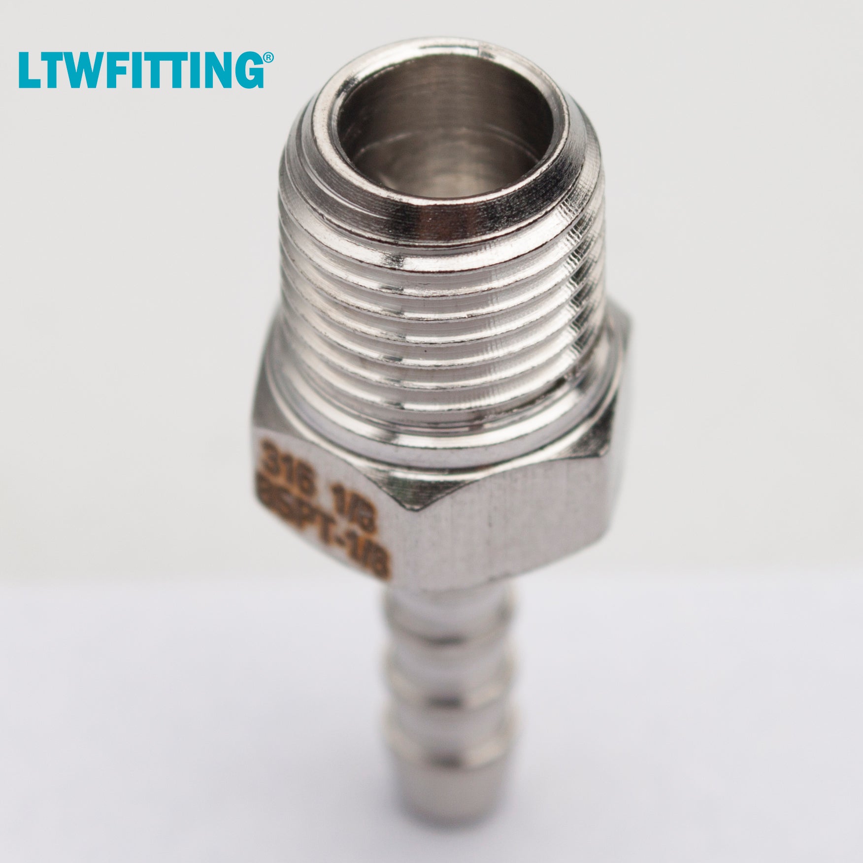 LTWFITTING Edelstahl 316 Steckverbindung mit Widerhaken 1/8" Male BSPT x 1/8"(3mm) Hose Barb Brenngas Wasser