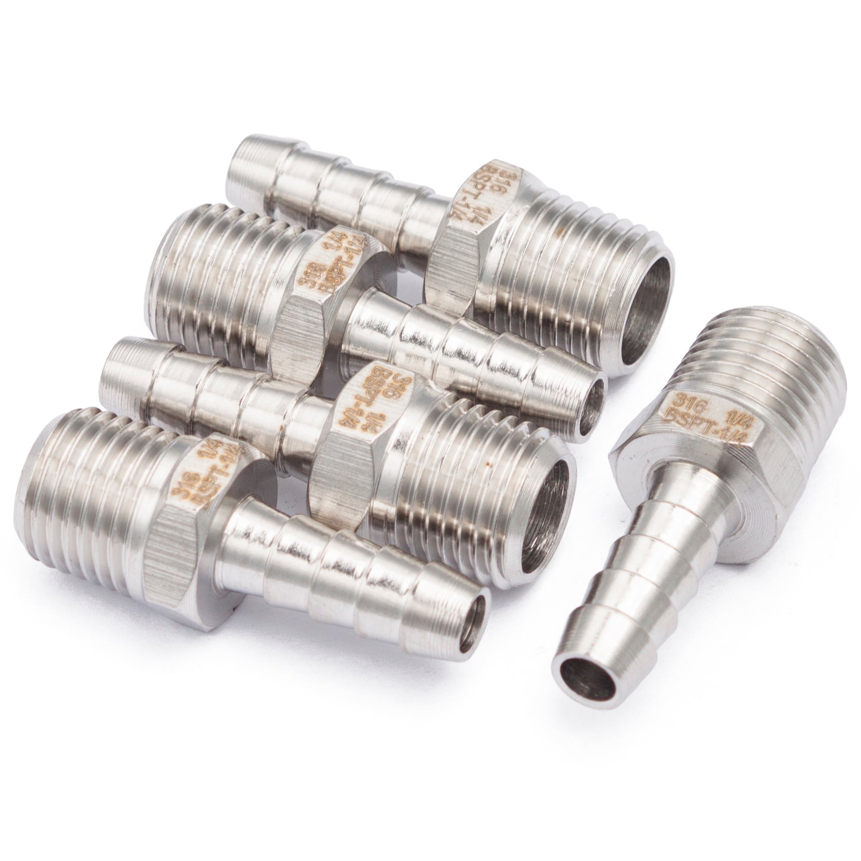 LTWFITTING Edelstahl 316 Fitting mit Widerhaken Coupler/Connector 1/4 Zoll Aussengewinde BSPT x 1/4 Zoll(6mm) Hose Barb Für die Lieferung von Gas und Wasser