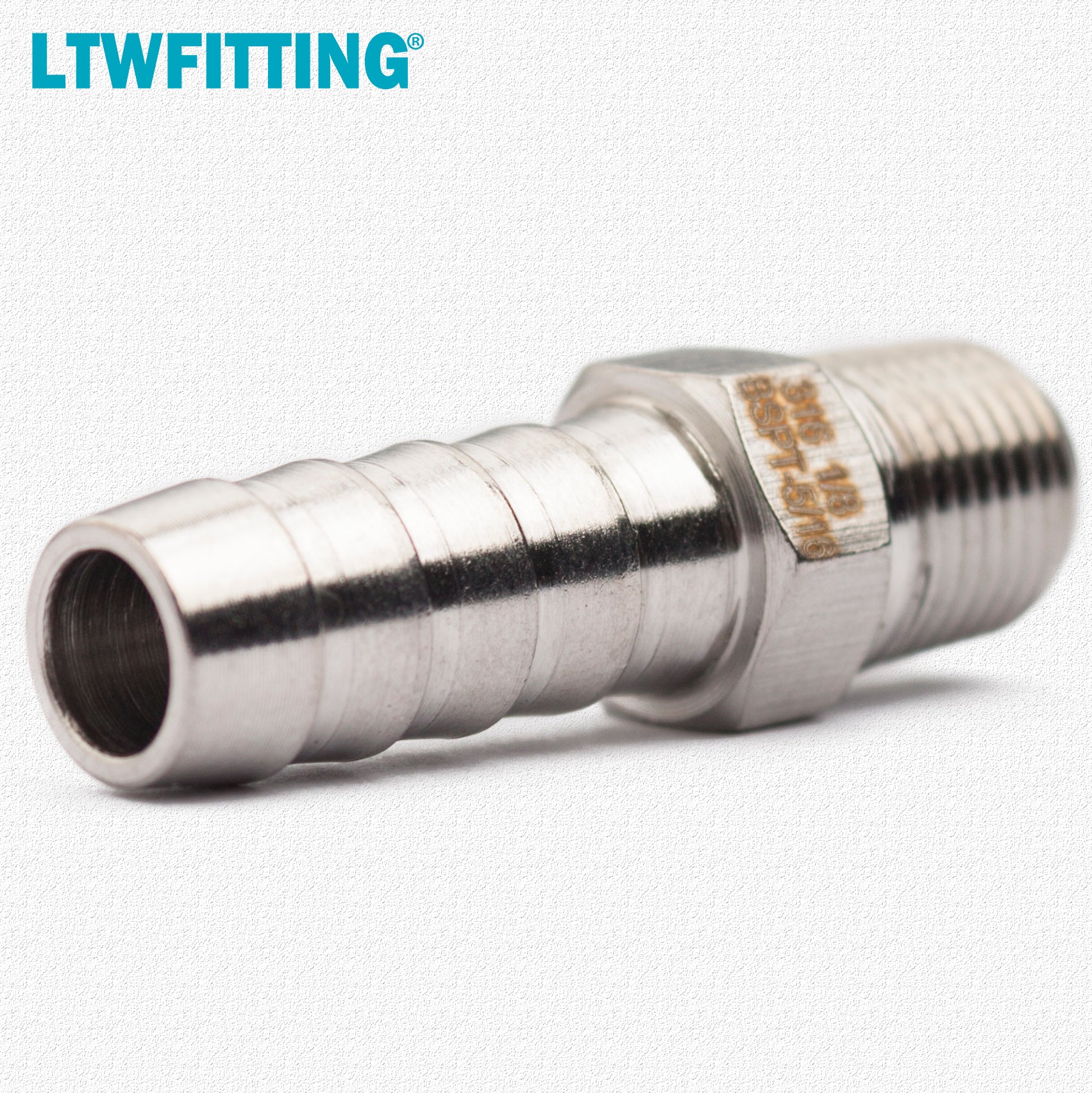 LTWFITTING Edelstahl 316 Steckverbindung mit Widerhaken 1/8" Male BSPT x 5/16"(8mm) Hose Barb Brenngas Wasser