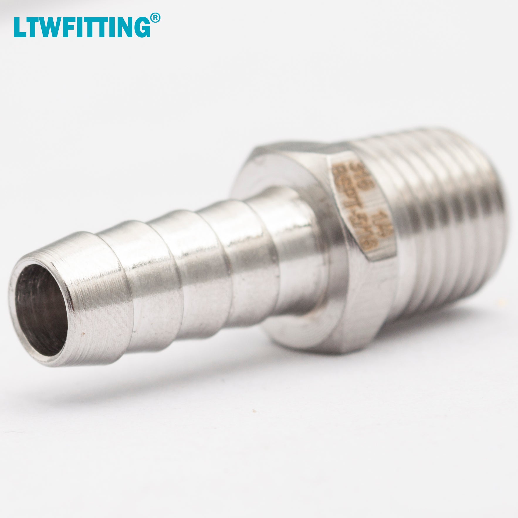 LTWFITTING Edelstahl 316 Fitting mit Widerhaken Coupler/Connector 1/4 Zoll Aussengewinde BSPT x 5/16 Zoll(8mm) Hose Barb Für die Lieferung von Gas und Wasser